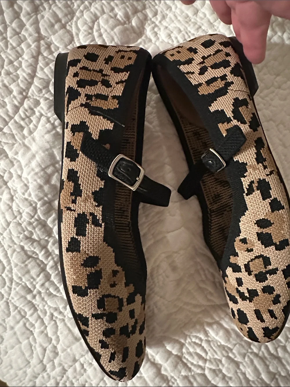 Rachel Zoe Leopard-Print Mary Jane Flats in Tan & Black